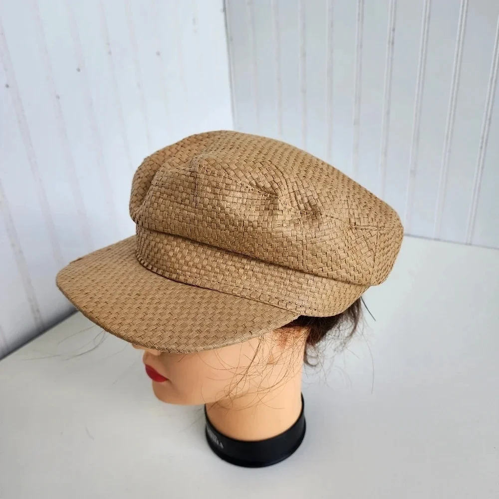 NWT Illuma Women's Straw Newsboy Cabbie Cap One Size Tan MSRP $40